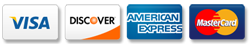 visa, discover, american express, and mastercard - we accept all major credit cards