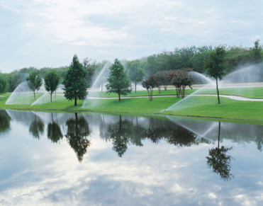 Sprinklers running on a golf course, not far from Davie, FL