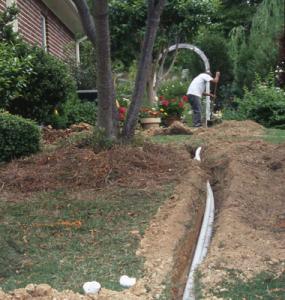 Irrigation contractor in Davie, Florida lays new pvc pipes